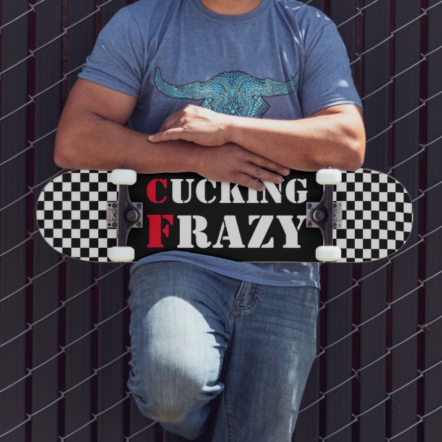 Cucking Frazy  white and black chequerboard Skateboard (Outdoor 3)