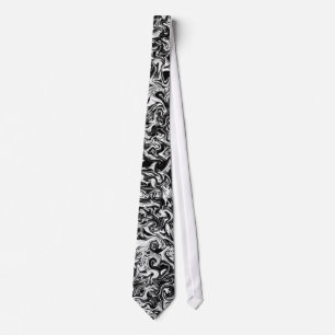 Cuckoo Abstract Black & White Swirl Tie