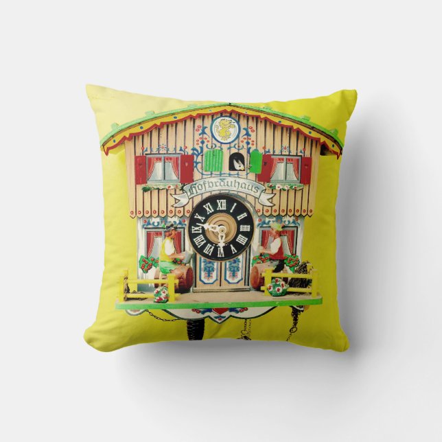Cuckoo Clock Throw Pillow (Front)
