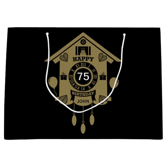 Cuckoo Clock Time Birthday Large Gift Bag (Front)