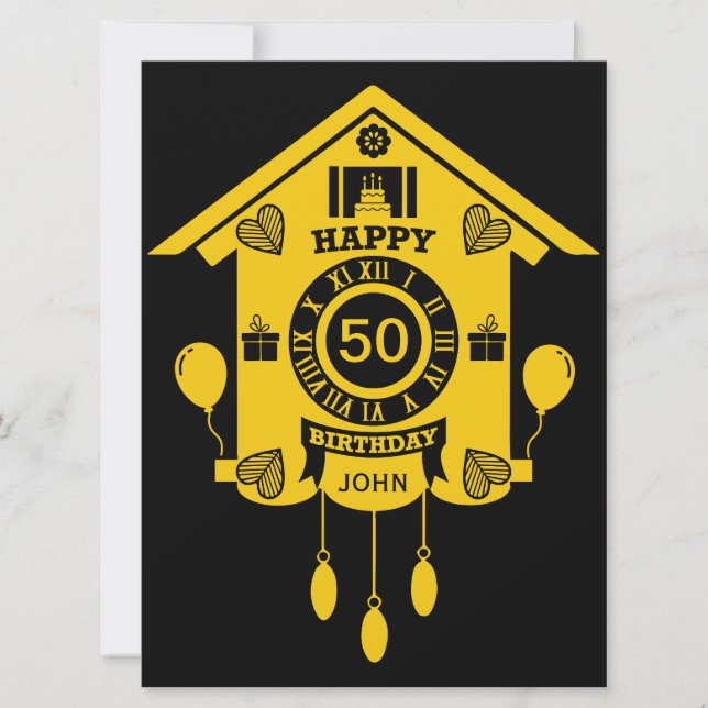 Cuckoo Clock Time Happy 50th Birthday (Front)