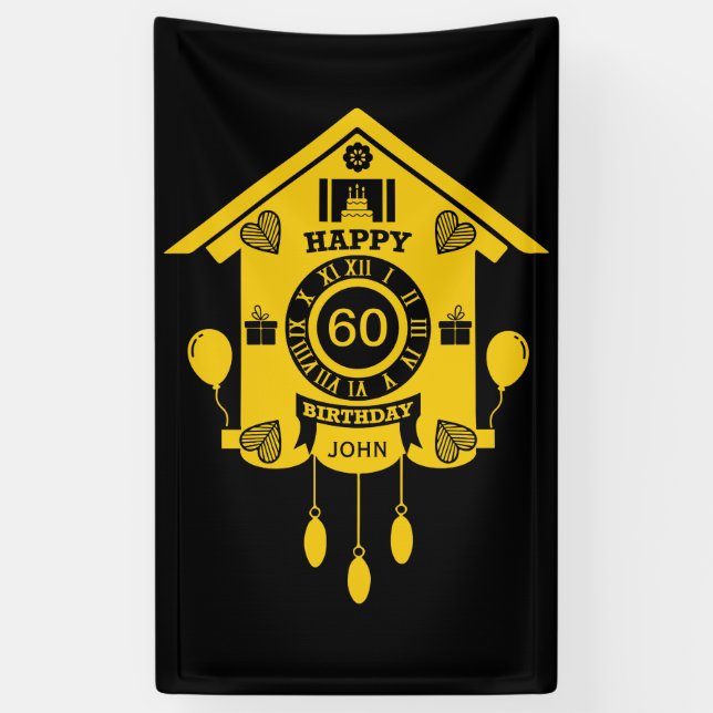 Cuckoo Clock Time Happy Birthday Banner (Vertical)