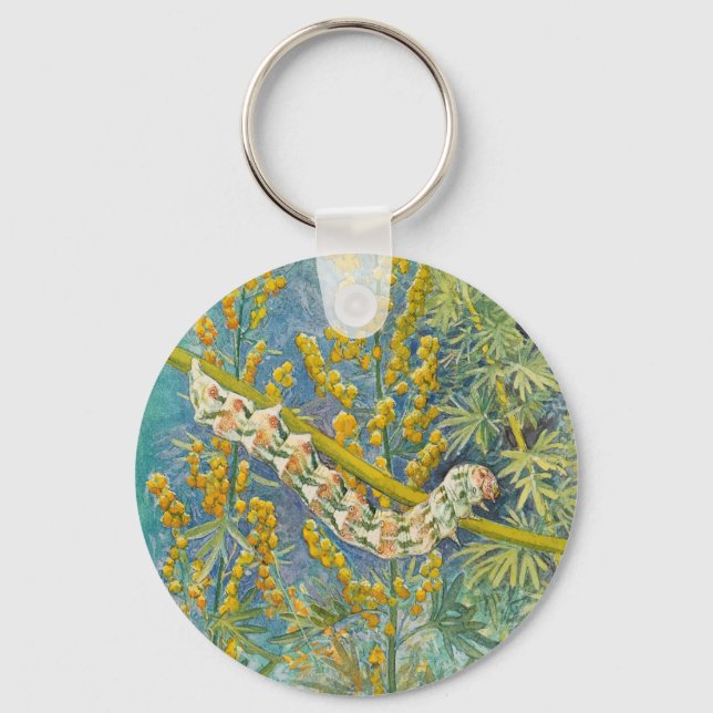 Cucullia Absinthii Wormwood Caterpillar  Key Ring (Front)
