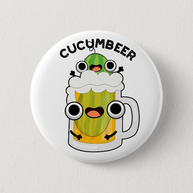 Cucum-beer Funny Beer Pun  6 Cm Round Badge (Front)
