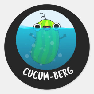 Cucum-berg Funny Cucumber Pun Dark BG Classic Round Sticker