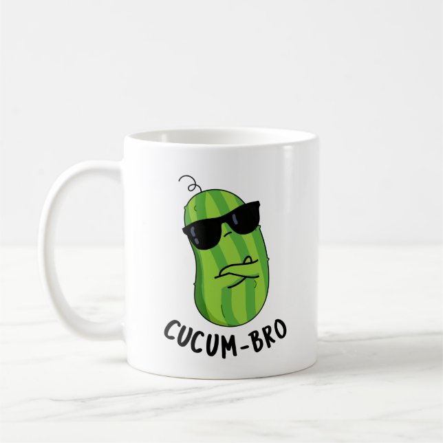 Cucum-bro Funny Veggie Cucumber Pun  Coffee Mug (Left)