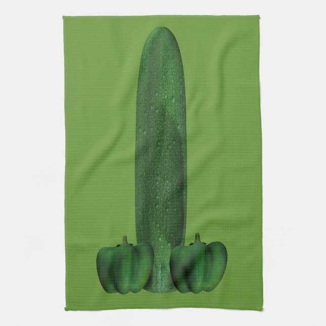 Cucumber And Peppers Tea Towel (Vertical)