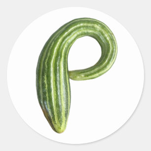 Cucumber - beautiful fresh green striped cucumber  classic round sticker