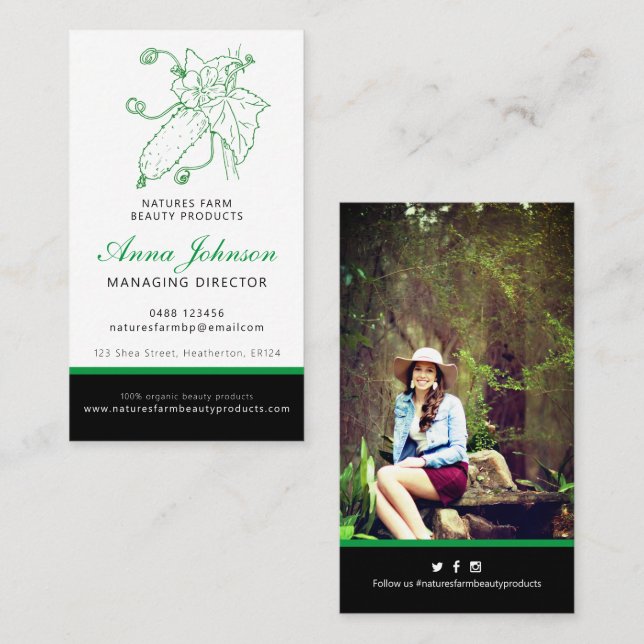 Cucumber beauty health company photo business card (Front/Back)