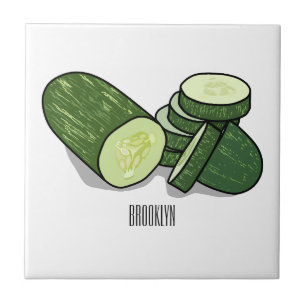 Cucumber cartoon illustration  ceramic tile