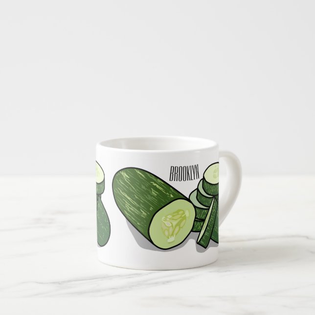 Cucumber cartoon illustration  espresso cup (Front Right)