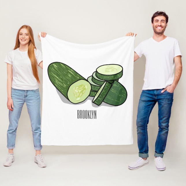 Cucumber cartoon illustration  fleece blanket (In Situ)