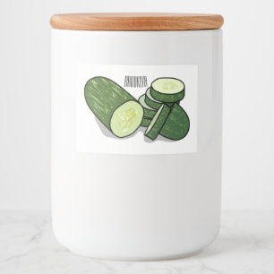 Cucumber cartoon illustration  food label