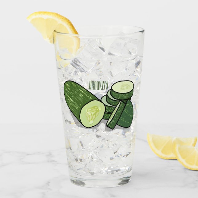 Cucumber cartoon illustration  glass (Front Ice)