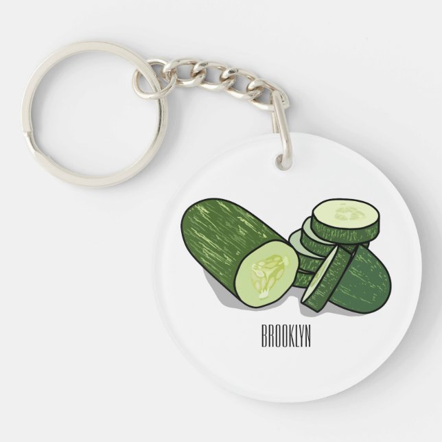 Cucumber cartoon illustration  key ring (Front)