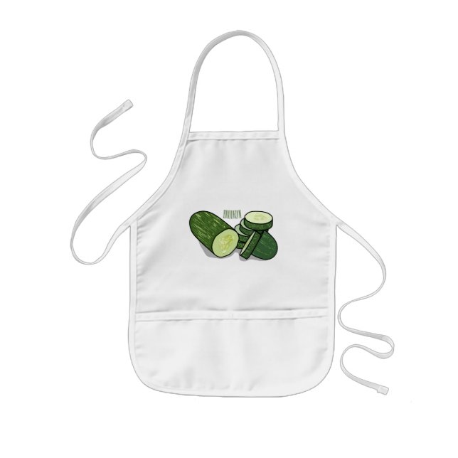 Cucumber cartoon illustration  kids apron (Front)