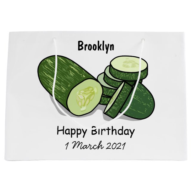 Cucumber cartoon illustration  large gift bag (Front)