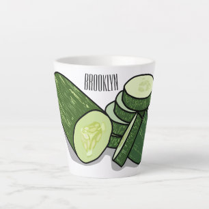 Cucumber cartoon illustration latte mug