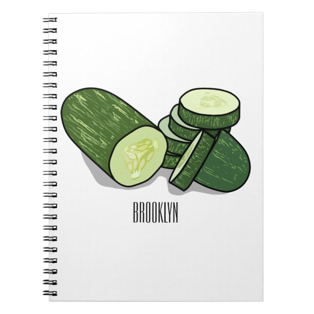 Cucumber cartoon illustration  notebook (Front)