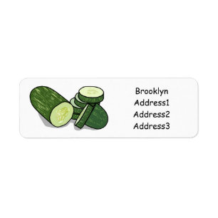 Cucumber cartoon illustration return address label