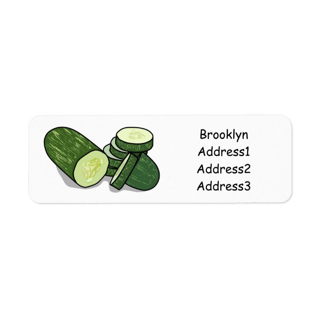 Cucumber cartoon illustration return address label (Front)
