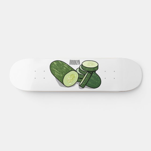 Cucumber cartoon illustration  skateboard (Horz)