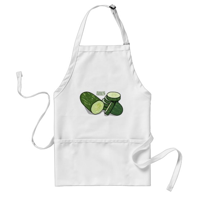 Cucumber cartoon illustration  standard apron (Front)