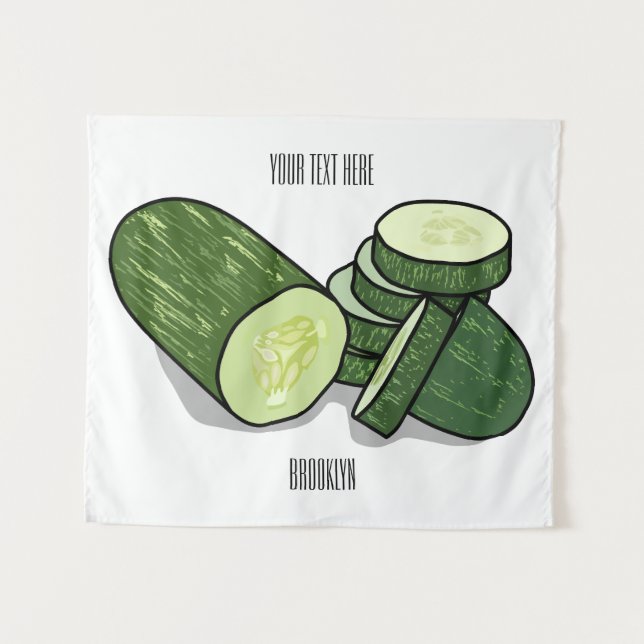Cucumber cartoon illustration  tapestry (Front (Horizontal))