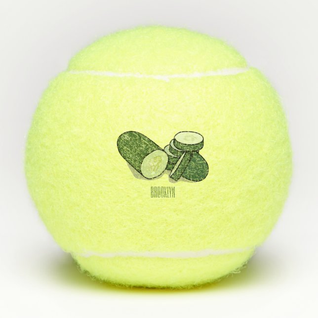 Cucumber cartoon illustration  tennis balls (Front)