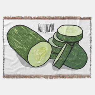 Cucumber cartoon illustration throw blanket