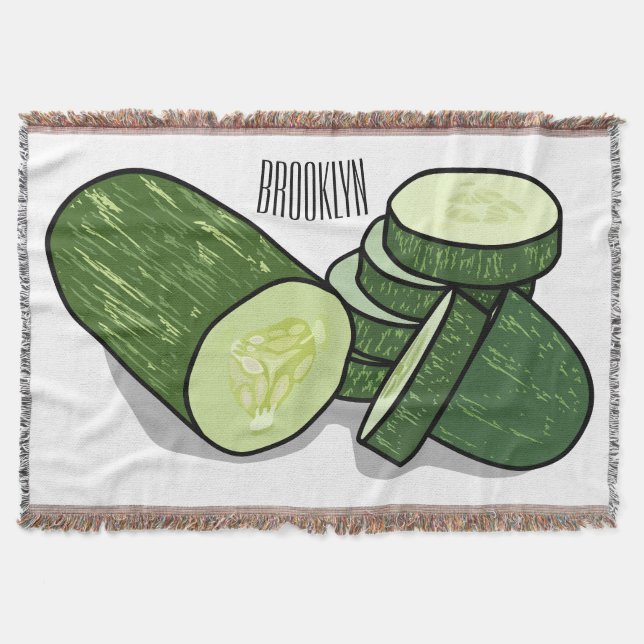 Cucumber cartoon illustration  throw blanket (Front)