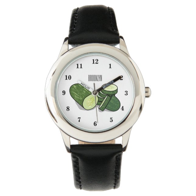 Cucumber cartoon illustration  watch (Front)