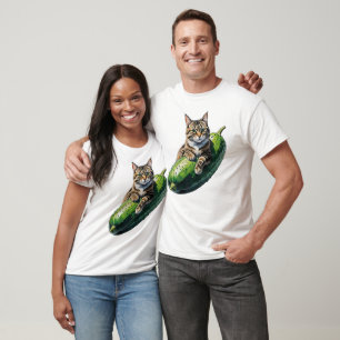 Cucumber Cat Hug – Funny Pet Lover Design T-Shirt