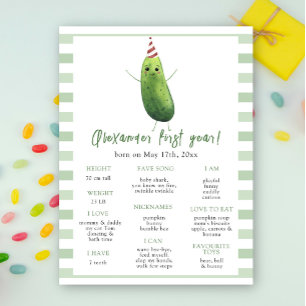 Cucumber First Birthday Milestone Birthday Poster