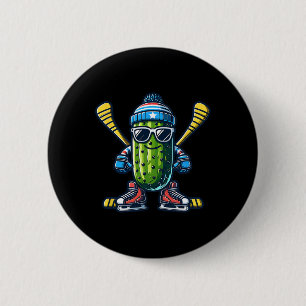 Cucumber Ice Hockey Cool Pickle Skater 6 Cm Round Badge