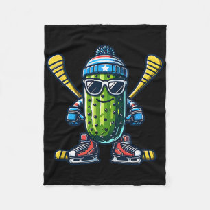 Cucumber Ice Hockey Cool Pickle Skater Fleece Blanket