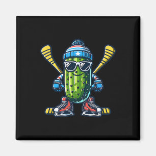 Cucumber Ice Hockey Cool Pickle Skater Magnet