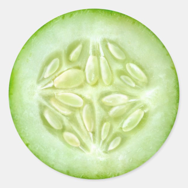 Cucumber macro classic round sticker (Front)