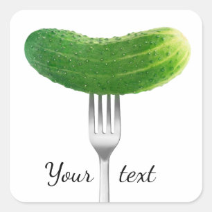 Cucumber on a fork square sticker