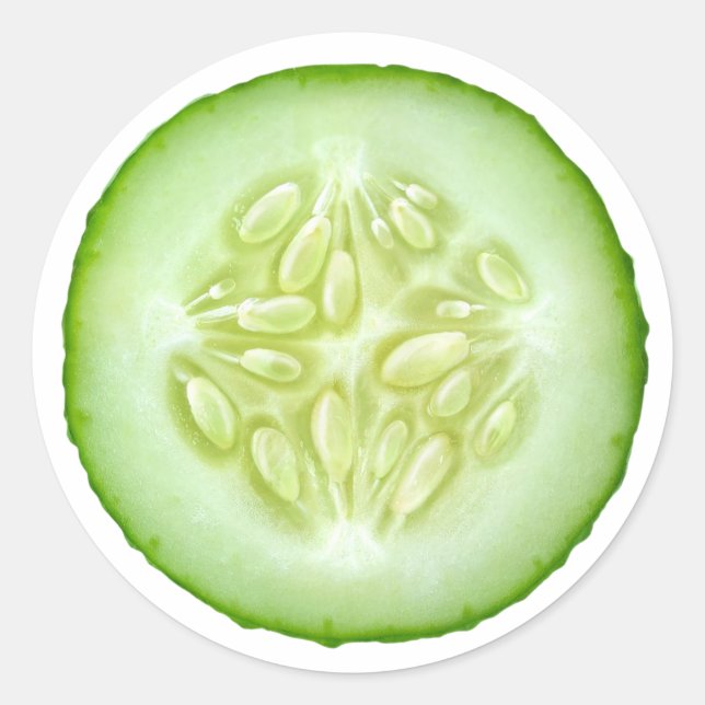 Cucumber slice classic round sticker (Front)