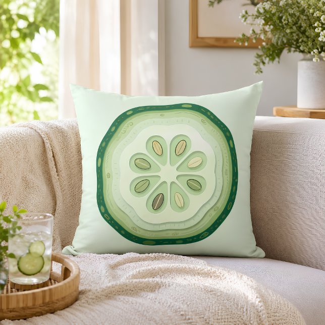 Cucumber Slice  Cushion (Cucumber Throw Pillow)
