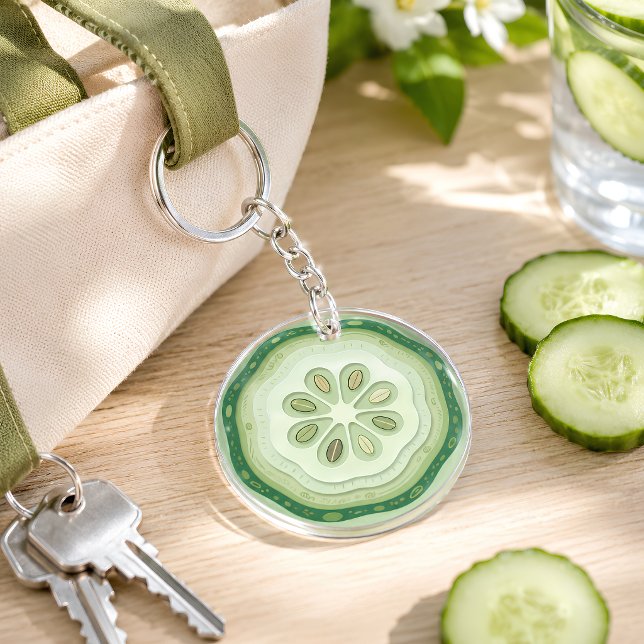 Cucumber Slice  Key Ring (Cucumber Keychain)