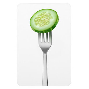 Cucumber slice on a fork magnet