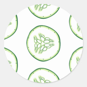 Cucumber slices pattern classic round sticker
