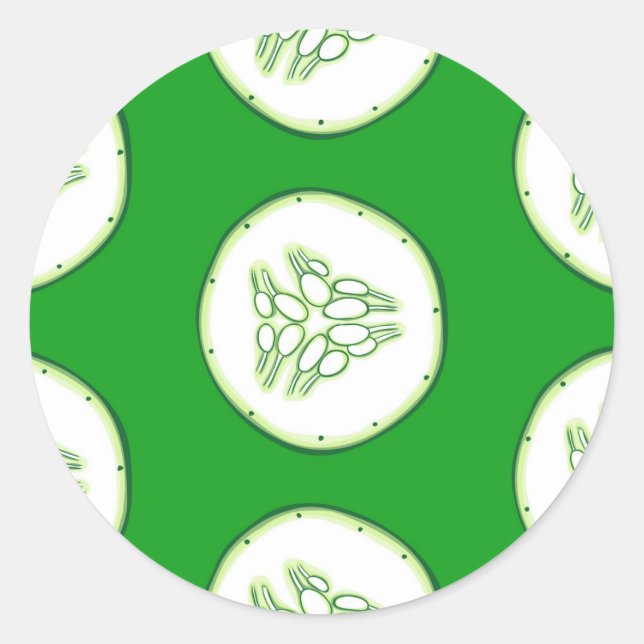 Cucumber slices pattern classic round sticker (Front)