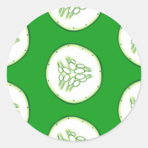 Cucumber slices pattern classic round sticker