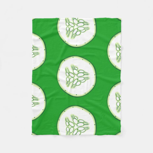 Cucumber slices pattern fleece blanket (Front)