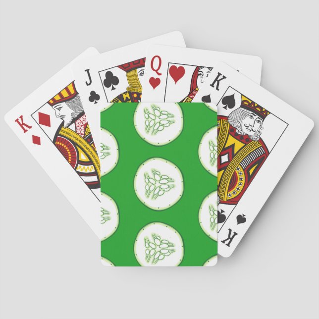 Cucumber slices pattern playing cards (Back)