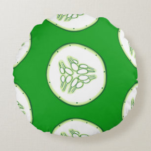 Cucumber slices pattern round cushion
