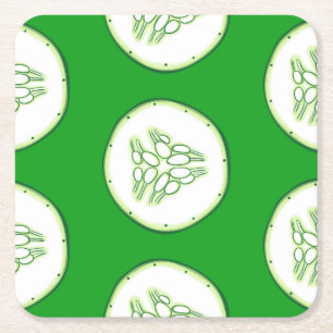Cucumber slices pattern square paper coaster